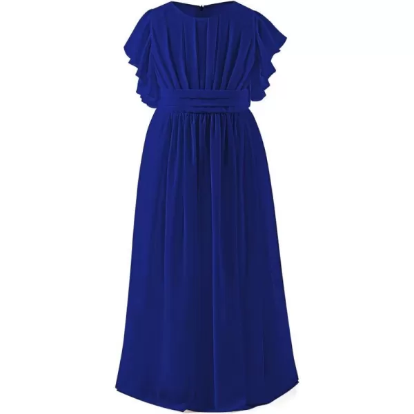 Abaowedding Fancy Chiffon Flower Girl Dresses Flutter Sleeves Junior Bridesmaid DressRoyal Blue