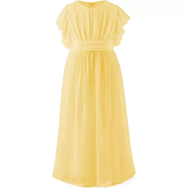 Abaowedding Fancy Chiffon Flower Girl Dresses Flutter Sleeves Junior Bridesmaid DressYellow