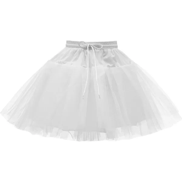 Abaowedding Flower Girls Hoopless Petticoat Slip with 3 Layers Elastic Kids Crinoline UnderskirtWhite 1