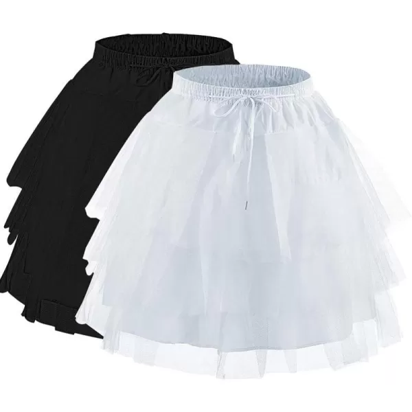 Abaowedding Flower Girls Hoopless Petticoat Slip with 3 Layers Elastic Kids Crinoline UnderskirtWhite