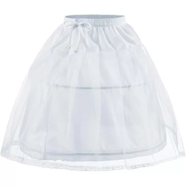 Abaowedding Flower Girls Petticoat with 2 Hoops Full Slip Elastic Childs Crinoline UnderskirtWhite