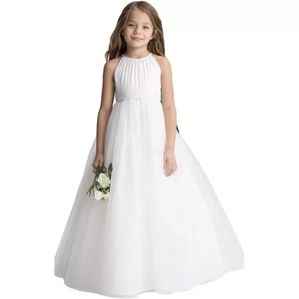 Abaowedding Flower Girls Tulle Chiffon Dresses Kids Wedding Party Pageant Ball GownsIvory