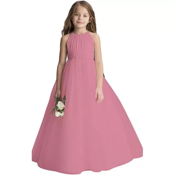 Abaowedding Flower Girls Tulle Chiffon Dresses Kids Wedding Party Pageant Ball GownsPink