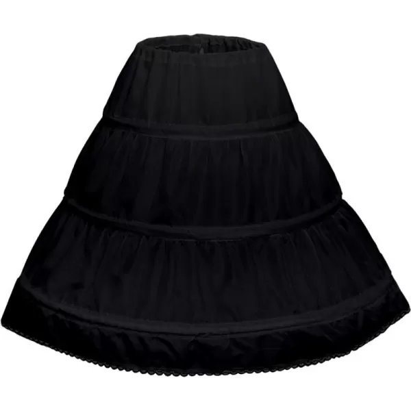 Abaowedding Girls 3 Hoops Petticoat Full Slip Flower Girl Crinoline SkirtBlack