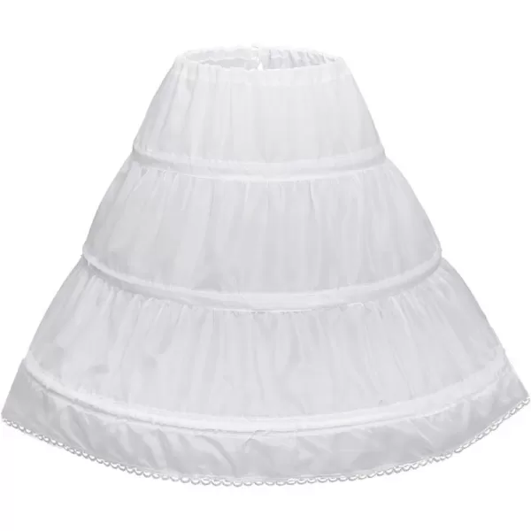 Abaowedding Girls 3 Hoops Petticoat Full Slip Flower Girl Crinoline SkirtWhite