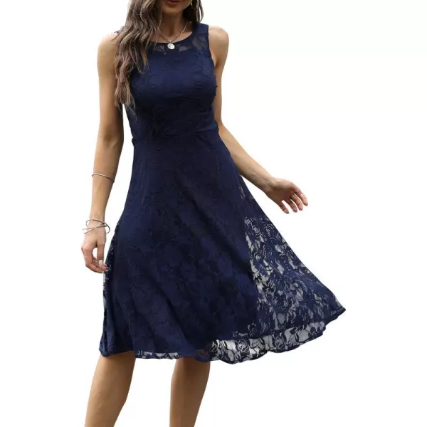 Abaowedding Womens Cocktail Dress Floral Lace Short Formal Wedding Bridal GownNavy Blue