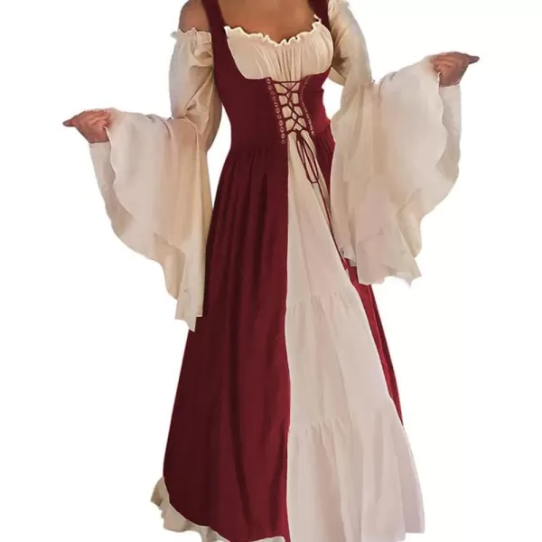 Abaowedding Womenss Medieval Renaissance Costume Cosplay Over DressBurgundy