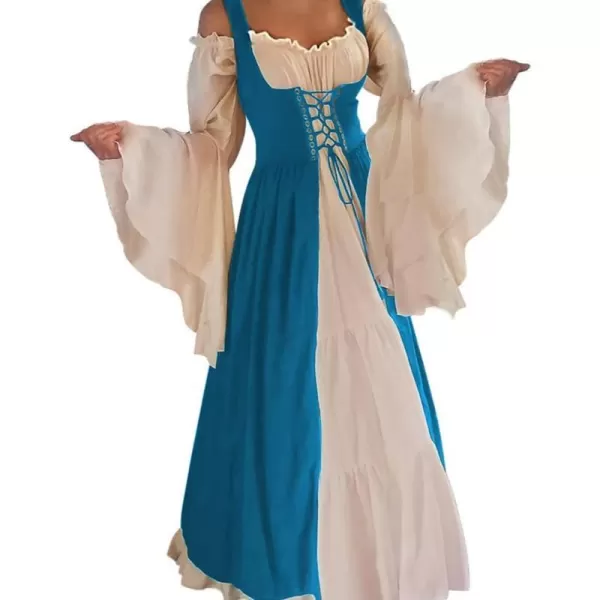 Abaowedding Womenss Medieval Renaissance Costume Cosplay Over DressTeal