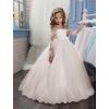 imageAbaowedding Lace Embroidery Sheer Long Sleeves Kids Trailing GownsWhite  Floor Length