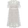 imageGirls White Dress Lace Pom Flutter Sleeve Party Princess Dress Pageant Tulle Summer Vintage Dress