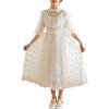 imageGirls White Dress Lace Pom Flutter Sleeve Party Princess Dress Pageant Tulle Summer Vintage Dress