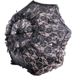 imageLace Floral Parasol Umbrella Decoration Wedding Bride Handmade Photography Prop Umbrella Black
