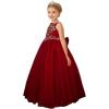 imageFlower Girl Dress for Wedding First Communion Dress Puffy Tulle Kids Pageant Ball GownsBurgundy
