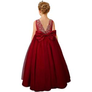 imageFlower Girl Dress for Wedding First Communion Dress Puffy Tulle Kids Pageant Ball GownsBurgundy
