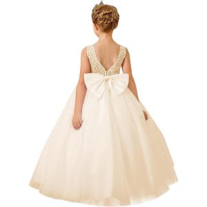 imageFlower Girl Dress for Wedding First Communion Dress Puffy Tulle Kids Pageant Ball GownsChampagne