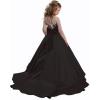 imageChristmas Flower Girl Dress Floor Length Button Draped Tulle Ball Gowns for KidsBlack