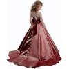 imageChristmas Flower Girl Dress Floor Length Button Draped Tulle Ball Gowns for KidsBurgundy