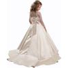 imageChristmas Flower Girl Dress Floor Length Button Draped Tulle Ball Gowns for KidsIvory