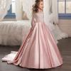 imageChristmas Flower Girl Dress Floor Length Button Draped Tulle Ball Gowns for KidsPink