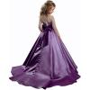 imageChristmas Flower Girl Dress Floor Length Button Draped Tulle Ball Gowns for KidsPlum