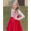 imageChristmas Flower Girl Dress Floor Length Button Draped Tulle Ball Gowns for KidsRed