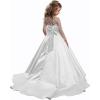 imageChristmas Flower Girl Dress Floor Length Button Draped Tulle Ball Gowns for KidsWhite