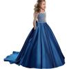 imageChristmas Flower Girl Dress Floor Length Button Draped Tulle Ball Gowns for KidsRoyalblue