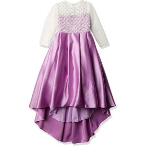 imageChristmas Flower Girl Dress Floor Length Button Draped Tulle Ball Gowns for KidsPurple