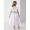 imageAbaowedding Fancy Chiffon Flutter Sleeves Flower Girl Dress White First Communion Gown with Light Blue SashWhite