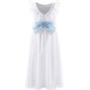 imageAbaowedding Fancy Chiffon Flutter Sleeves Flower Girl Dress White First Communion Gown with Light Blue SashWhite