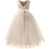imageFancy Sequin Beaded Girls Pageant Ball Gown Lace V Back Flower Girl Dress for WeddingChampagne