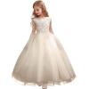 imageFancy Sequin Beaded Girls Pageant Ball Gown Lace V Back Flower Girl Dress for WeddingChampagne