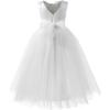 imageFancy Sequin Beaded Girls Pageant Ball Gown Lace V Back Flower Girl Dress for WeddingWhite