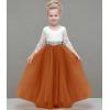 imageAbaowedding Lace VBack Flower Girl Dress Tutu Tulle Princess Party Dress with Satin SashBurnt Orange