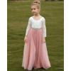 imageAbaowedding Lace VBack Flower Girl Dress Tutu Tulle Princess Party Dress with Satin SashPink