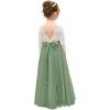 imageAbaowedding Lace VBack Flower Girl Dress Tutu Tulle Princess Party Dress with Satin SashSage Green