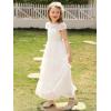 imageAbaowedding Vintage Flower Girl Dress for Wedding Lace Backless Girls First Communion DressesWhite
