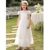 imageAbaowedding Vintage Flower Girl Dress for Wedding Lace Backless Girls First Communion DressesWhite