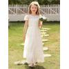 imageAbaowedding Vintage Flower Girl Dress for Wedding Lace Backless Girls First Communion DressesWhite