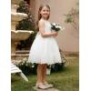 imageAbaowedding White Floral Lace Flower Girl Dress Kids Tiered Tutu Tulle Wedding Birthday Party DressWhite Lace  Sequins