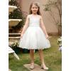 imageAbaowedding White Floral Lace Flower Girl Dress Kids Tiered Tutu Tulle Wedding Birthday Party DressWhite Lace  Sequins
