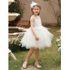 imageAbaowedding White Floral Lace Flower Girl Dress Kids Tiered Tutu Tulle Wedding Birthday Party DressWhite Tulle  Ruffles