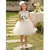 imageAbaowedding White Floral Lace Flower Girl Dress Kids Tiered Tutu Tulle Wedding Birthday Party DressWhite Tulle  Ruffles