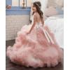 imageStunning VBack Luxury Pageant Tulle Ball Gowns for Girls 212 Year OldPink