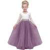 imageAbaowedding Lace VBack Flower Girl Dress Tutu Tulle Princess Party Dress with Satin SashLilac