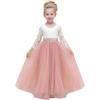 imageAbaowedding Lace VBack Flower Girl Dress Tutu Tulle Princess Party Dress with Satin SashPink
