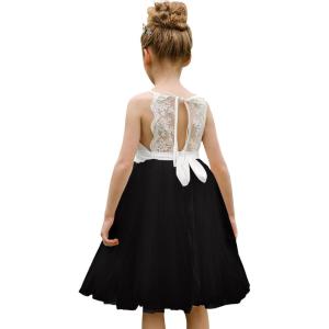 imageAbaowedding Lace Back Flower Girl Dress Kids Summer Wedding Birthday Hoilday Tea Party DressBlack