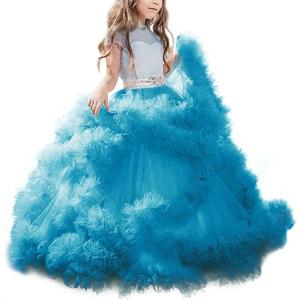 imageStunning VBack Luxury Pageant Tulle Ball Gowns for Girls 212 Year OldBlue