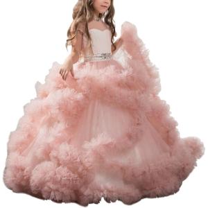 imageStunning VBack Luxury Pageant Tulle Ball Gowns for Girls 212 Year OldPink