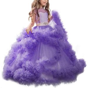 imageStunning VBack Luxury Pageant Tulle Ball Gowns for Girls 212 Year OldPurple